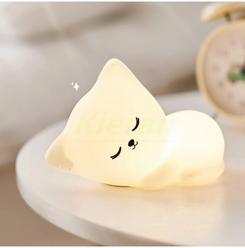 Luces LED nocturnas de silicona suave para niños y bebés, recargable por USB Lámpara de pie, luz creativa de dibujos animados para decoración de habitación, siete colores