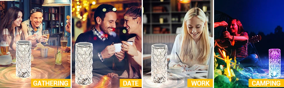 Lámpara Cristal RGB Rosa - Iluminación Elegante y Regalo Perfecto