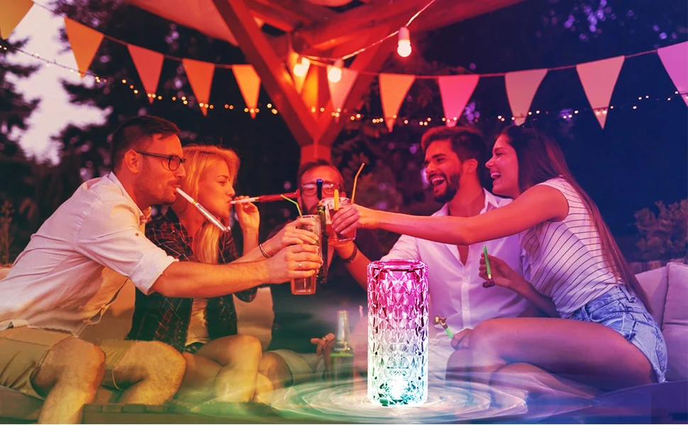 Lámpara Cristal RGB Rosa - Iluminación Elegante y Regalo Perfecto