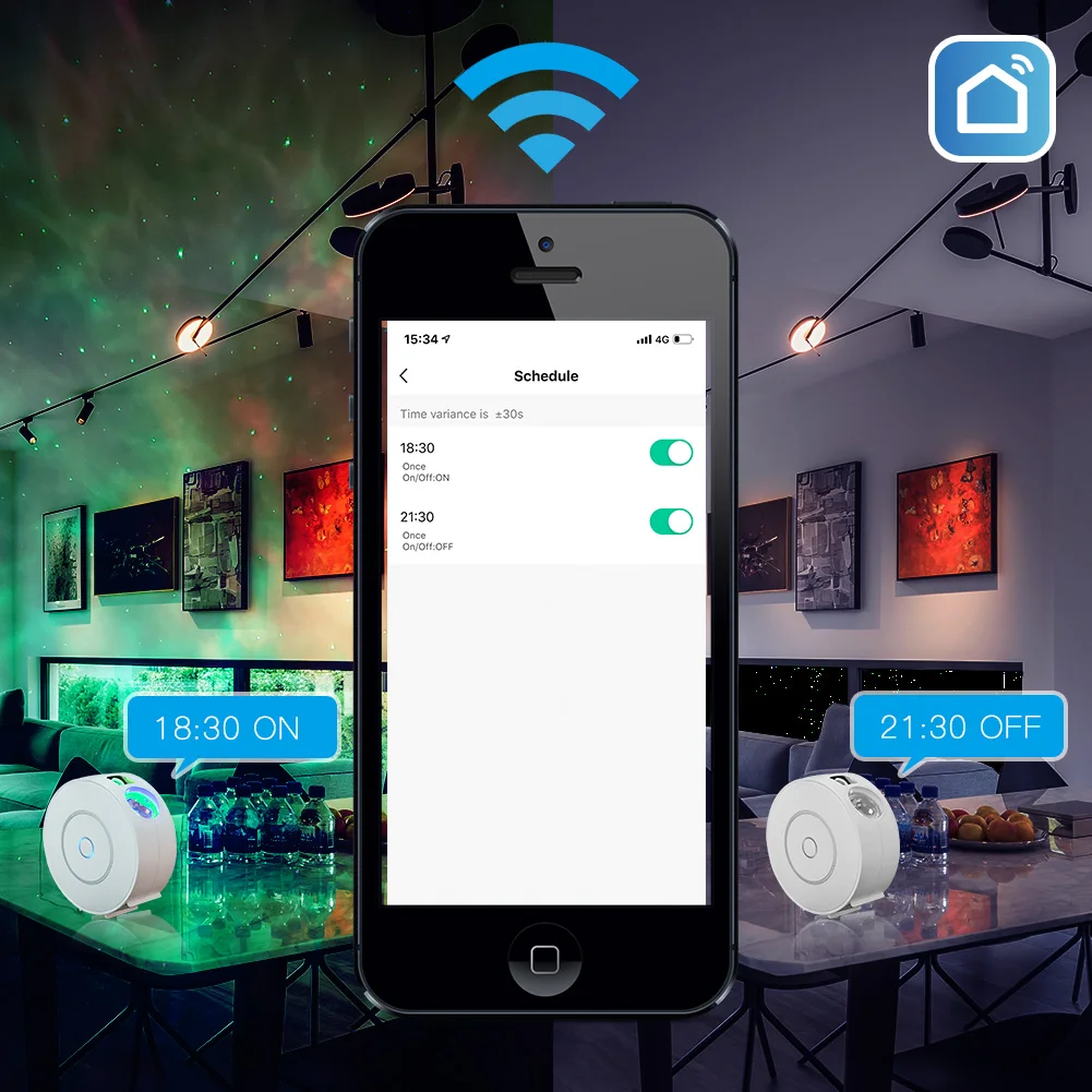 Proyector de Estrellas Inteligente : Nebulosa Gal&aacute;ctica, Olas de Oc&eacute;ano y Control por Voz