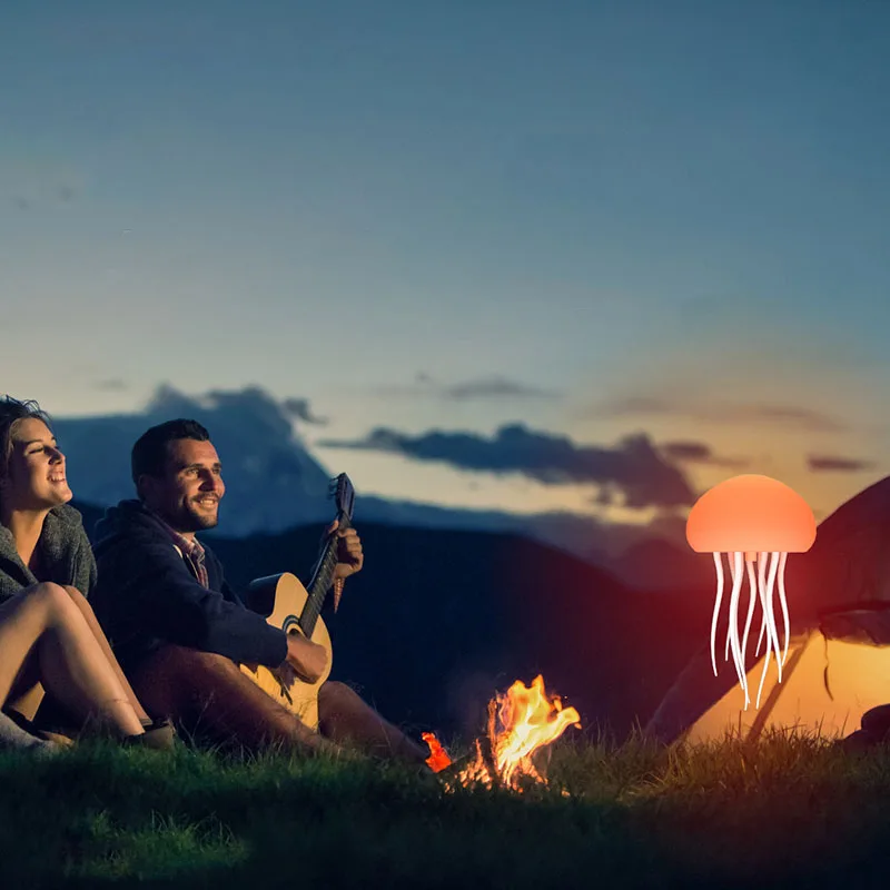 Lámpara de mesa de medusas moderna, recargable por USB, luz nocturna LED que cambia de Color ajustable con Base de plástico pulido