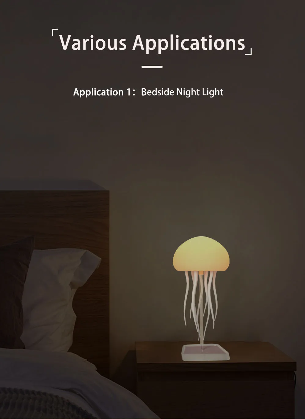 Lámpara de mesa de medusas moderna, recargable por USB, luz nocturna LED que cambia de Color ajustable con Base de plástico pulido