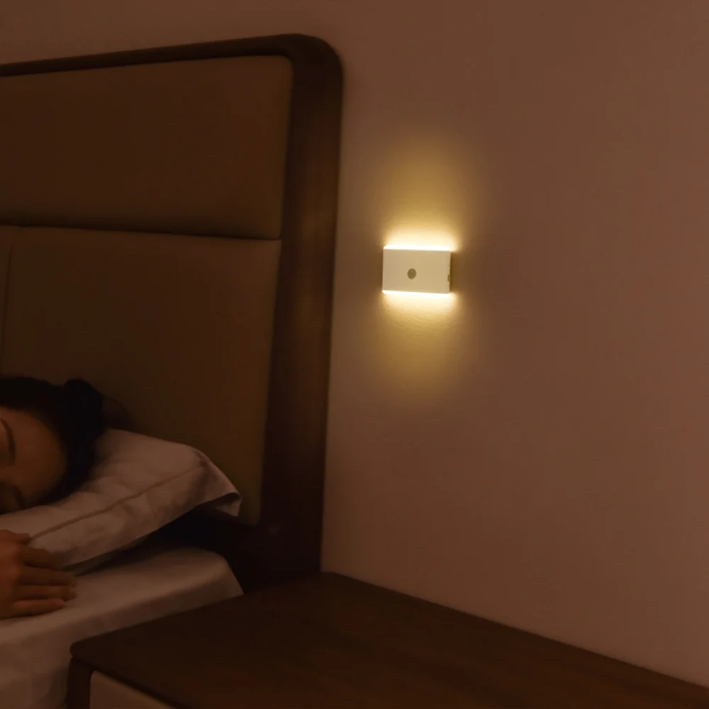 Luz nocturna LED con sensor de movimiento, lámpara de escalera de 3 modos, iluminación regulable con batería, para interior, dormitorio, gabinete, regalo, decoración del hogar