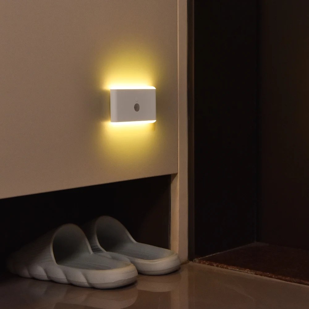 Luz nocturna LED con sensor de movimiento, lámpara de escalera de 3 modos, iluminación regulable con batería, para interior, dormitorio, gabinete, regalo, decoración del hogar