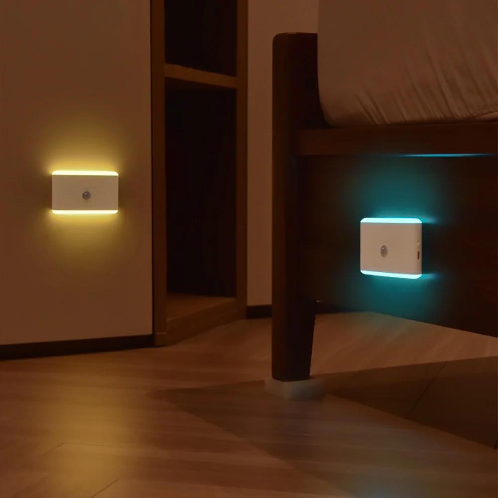 Luz nocturna LED con sensor de movimiento, lámpara de escalera de 3 modos, iluminación regulable con batería, para interior, dormitorio, gabinete, regalo, decoración del hogar